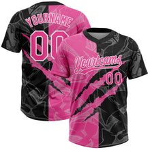 Load image into Gallery viewer, Custom Graffiti Pattern Pink-Black 3D Two-Button Unisex Softball Jersey
