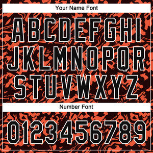 Custom Orange Black-White 3D Pattern Two-Button Unisex Softball Jersey