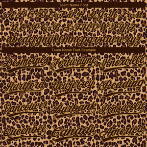Custom Brown Brown-Old Gold 3D Pattern Design Leopard Two-Button Unisex Softball Jersey