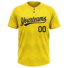 Load image into Gallery viewer, Custom Gold Black 3D Pattern Two-Button Unisex Softball Jersey
