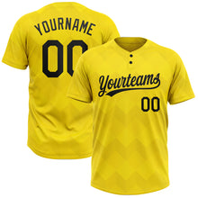 Load image into Gallery viewer, Custom Gold Black 3D Pattern Two-Button Unisex Softball Jersey
