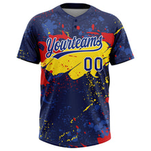 Load image into Gallery viewer, Custom Figure Royal Gold-Red 3D Pattern Two-Button Unisex Softball Jersey
