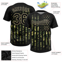 Load image into Gallery viewer, Custom Camo Black-Old Gold 3D American Flag Salute To Service Two-Button Unisex Softball Jersey
