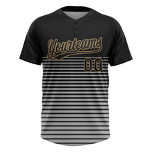 Load image into Gallery viewer, Custom Black Black-Old Gold 3D Pattern Two-Button Unisex Softball Jersey
