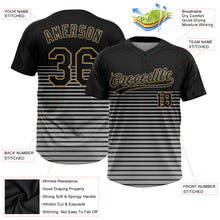 Load image into Gallery viewer, Custom Black Black-Old Gold 3D Pattern Two-Button Unisex Softball Jersey
