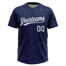 Load image into Gallery viewer, Custom Navy White 3D Pattern Two-Button Unisex Softball Jersey
