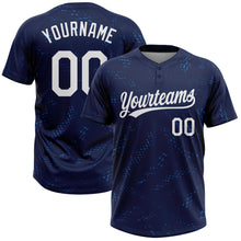 Load image into Gallery viewer, Custom Navy White 3D Pattern Two-Button Unisex Softball Jersey
