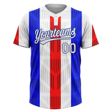 Load image into Gallery viewer, Custom Red White-Royal 3D Pattern Two-Button Unisex Softball Jersey
