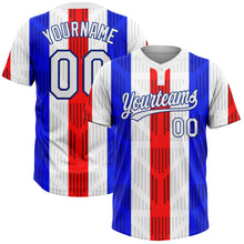 Load image into Gallery viewer, Custom Red White-Royal 3D Pattern Two-Button Unisex Softball Jersey
