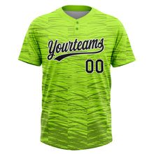 Load image into Gallery viewer, Custom Neon Green Black-White 3D Pattern Two-Button Unisex Softball Jersey
