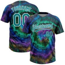 Load image into Gallery viewer, Custom Tie Dye Teal-White 3D Two-Button Unisex Softball Jersey
