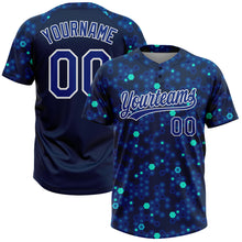 Load image into Gallery viewer, Custom Navy Royal-Light Blue 3D Pattern Two-Button Unisex Softball Jersey
