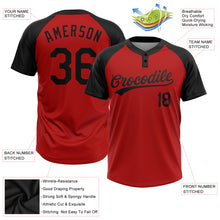 Load image into Gallery viewer, Custom Red Black Two-Button Unisex Softball Jersey
