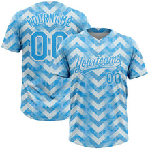 Load image into Gallery viewer, Custom White Light Blue 3D Pattern Two-Button Unisex Softball Jersey
