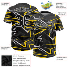 Load image into Gallery viewer, Custom Black Black-Gold 3D Pattern Two-Button Unisex Softball Jersey
