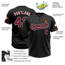 Load image into Gallery viewer, Custom Black Crimson-White Two-Button Unisex Softball Jersey
