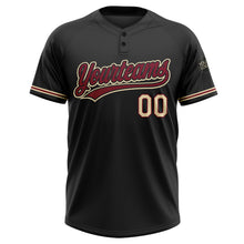 Load image into Gallery viewer, Custom Black Crimson-City Cream Two-Button Unisex Softball Jersey
