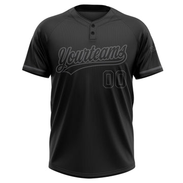 Custom Black Black-Steel Gray Two-Button Unisex Softball Jersey