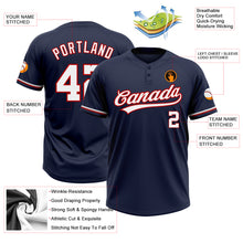 Load image into Gallery viewer, Custom Navy White-Red Two-Button Unisex Softball Jersey
