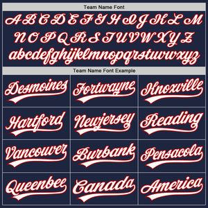 Custom Navy White-Red Two-Button Unisex Softball Jersey