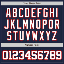 Load image into Gallery viewer, Custom Navy White-Red Two-Button Unisex Softball Jersey
