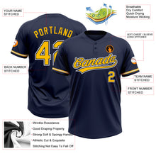 Load image into Gallery viewer, Custom Navy Gold-White Two-Button Unisex Softball Jersey
