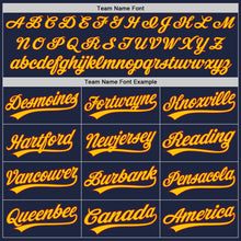 Load image into Gallery viewer, Custom Navy Crimson-Yellow Two-Button Unisex Softball Jersey

