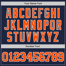 Load image into Gallery viewer, Custom Navy Orange-White Two-Button Unisex Softball Jersey
