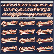 Load image into Gallery viewer, Custom Navy White-Orange Two-Button Unisex Softball Jersey
