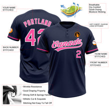 Load image into Gallery viewer, Custom Navy Pink-White Two-Button Unisex Softball Jersey
