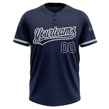 Load image into Gallery viewer, Custom Navy Navy-Gray Two-Button Unisex Softball Jersey
