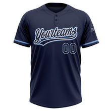 Load image into Gallery viewer, Custom Navy Navy-Light Blue Two-Button Unisex Softball Jersey
