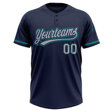 Load image into Gallery viewer, Custom Navy Gray-Teal Two-Button Unisex Softball Jersey
