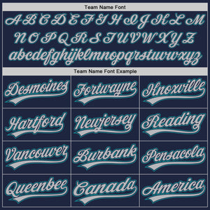 Custom Navy Gray-Teal Two-Button Unisex Softball Jersey