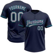 Load image into Gallery viewer, Custom Navy Gray-Teal Two-Button Unisex Softball Jersey
