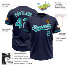 Load image into Gallery viewer, Custom Navy Teal-White Two-Button Unisex Softball Jersey
