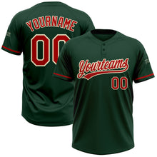 Load image into Gallery viewer, Custom Green Red-Cream Two-Button Unisex Softball Jersey
