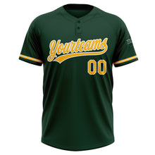 Load image into Gallery viewer, Custom Green Gold-White Two-Button Unisex Softball Jersey
