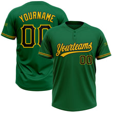 Load image into Gallery viewer, Custom Kelly Green Black-Yellow Two-Button Unisex Softball Jersey
