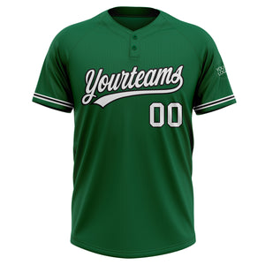 Custom Kelly Green White-Black Two-Button Unisex Softball Jersey