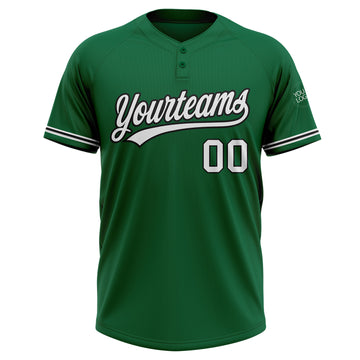 Custom Kelly Green White-Black Two-Button Unisex Softball Jersey