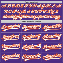 Load image into Gallery viewer, Custom Purple White-Orange Two-Button Unisex Softball Jersey
