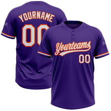Load image into Gallery viewer, Custom Purple White-Orange Two-Button Unisex Softball Jersey
