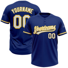 Load image into Gallery viewer, Custom Royal White-Yellow Two-Button Unisex Softball Jersey
