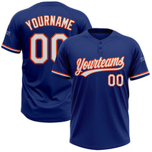 Load image into Gallery viewer, Custom Royal White-Orange Two-Button Unisex Softball Jersey
