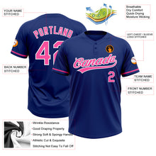 Load image into Gallery viewer, Custom Royal Pink-White Two-Button Unisex Softball Jersey
