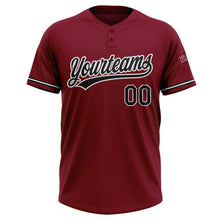 Load image into Gallery viewer, Custom Crimson Black-White Two-Button Unisex Softball Jersey
