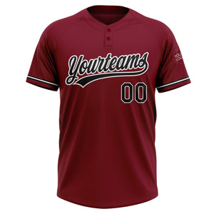 Custom Crimson Black-White Two-Button Unisex Softball Jersey