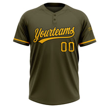 Load image into Gallery viewer, Custom Olive Gold-Black Salute To Service Two-Button Unisex Softball Jersey
