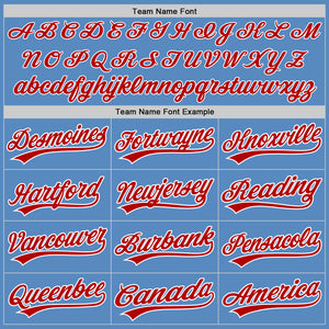 Custom Powder Blue Red-White Two-Button Unisex Softball Jersey